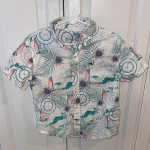 Vineyard vines Kids Adventure Print Shirt - White, Green, and Pink